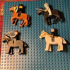 Genuine Lego Minifigures on Lego Horses - Set of 4